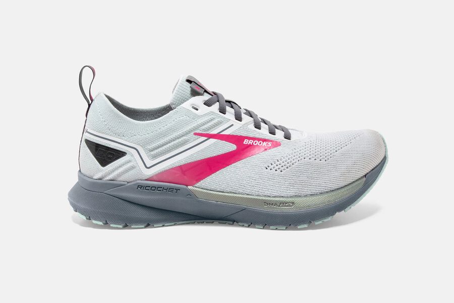 Brooks Ricochet 3 Road Running Shoes - Womens - White/Pink - RC5238094